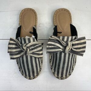 LOFT | stripped espadrilles slip-on with front bow detail 7M